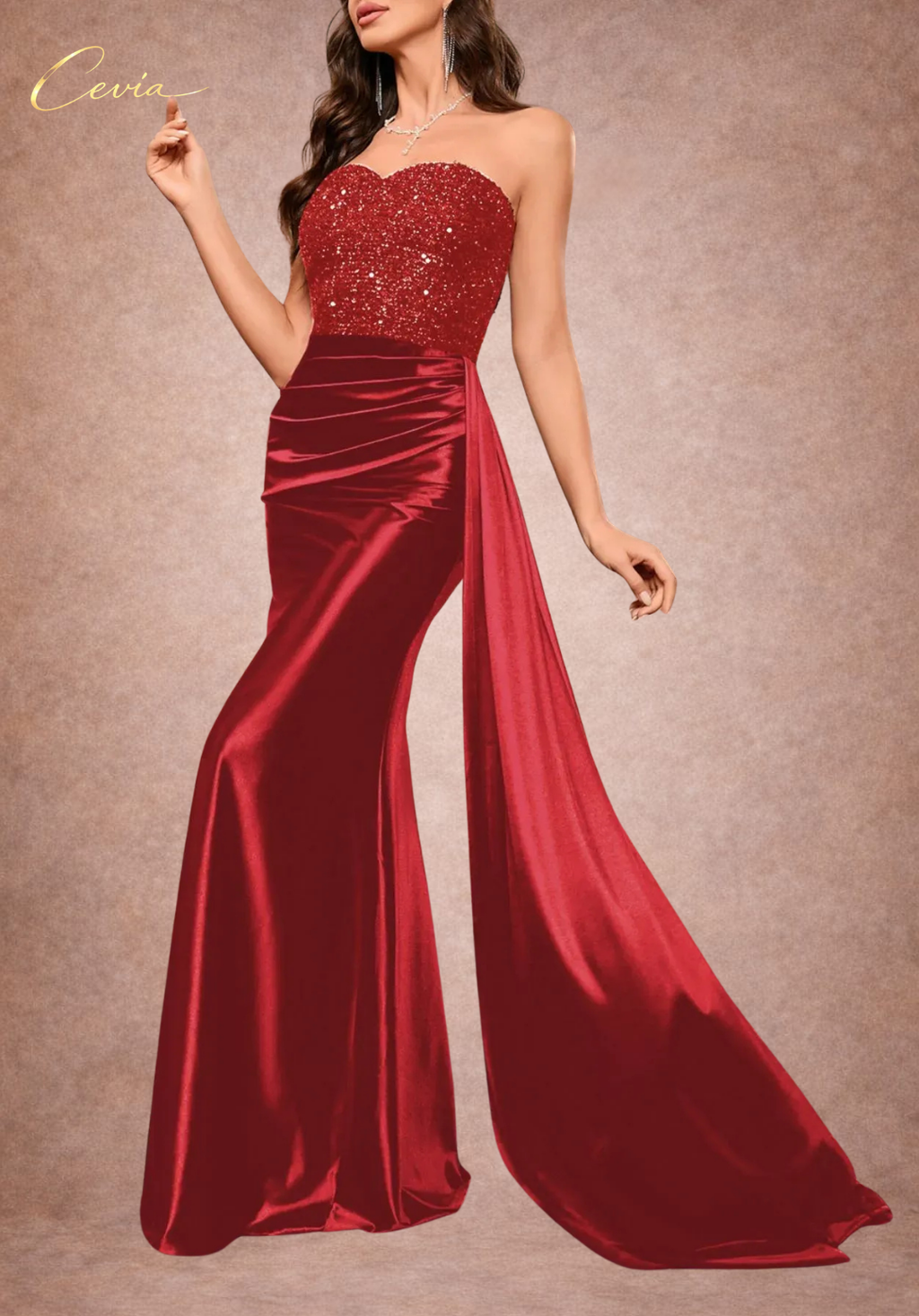 The Lurette Sequined Satin Gown