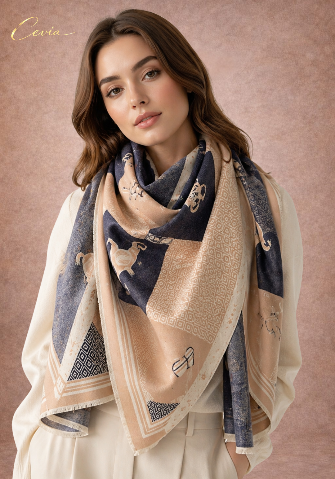 The Lavienne Heritage Carriage-Print Cashmere-Touch Scarf