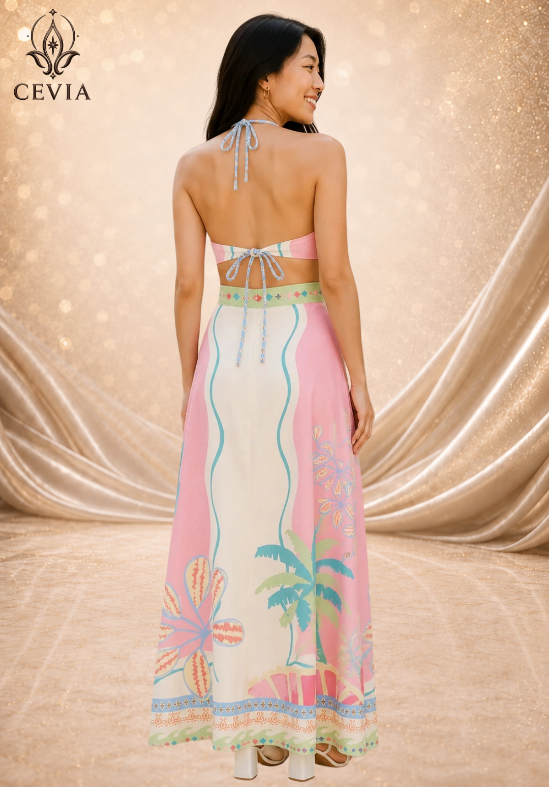 The Backless Halter Cutout Maxi Dress