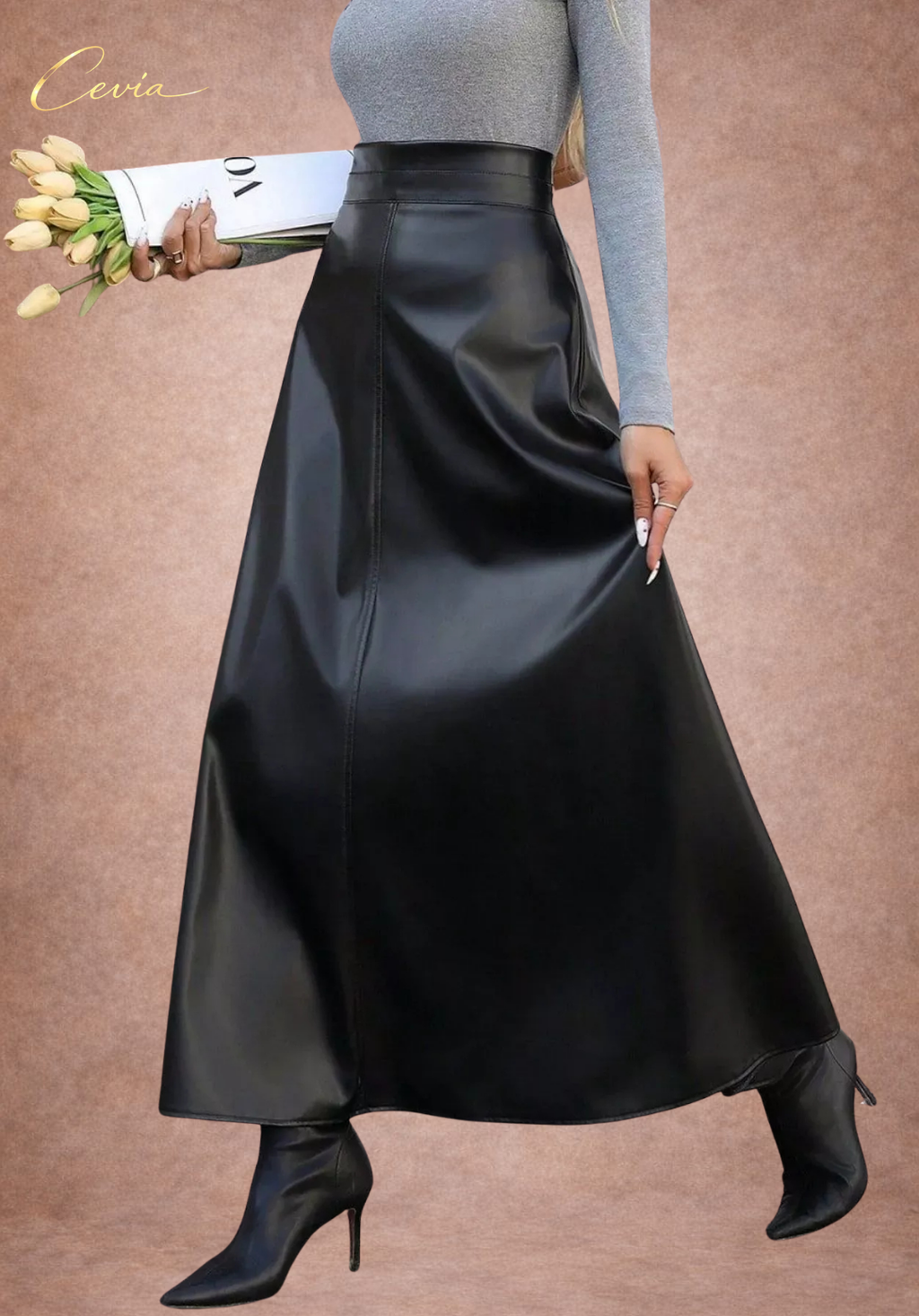THE SOLENNE LEATHER-EFFECT MAXI SKIRT