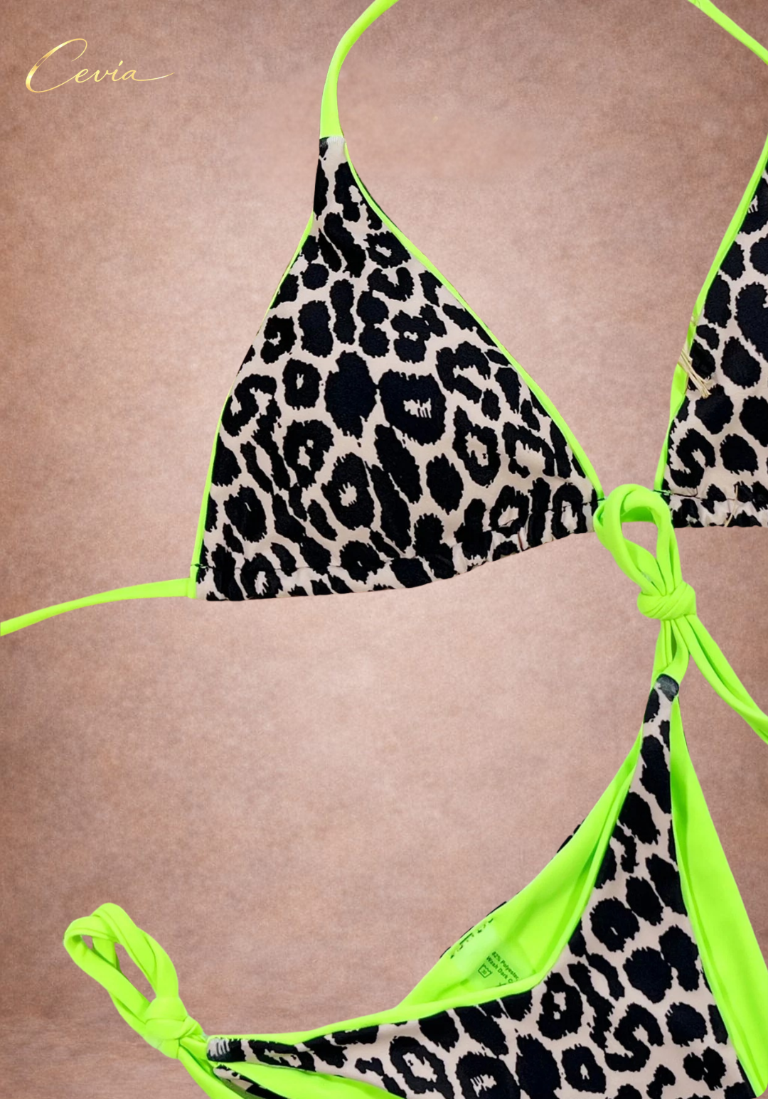 Hot Leopard Tie-Side Triangle Bikini Set