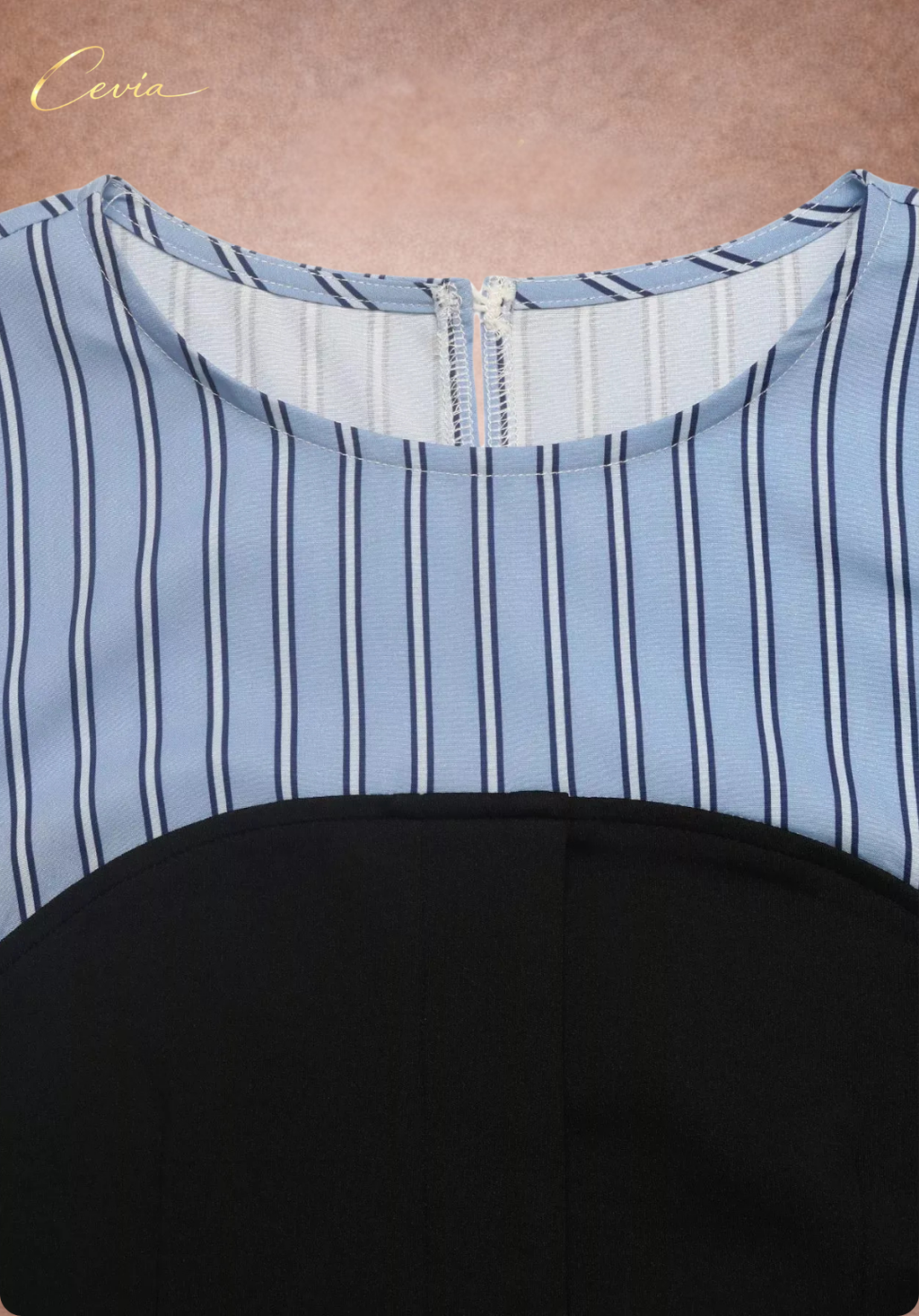 The Belmira Striped-Bodice Contrast Peplum Top