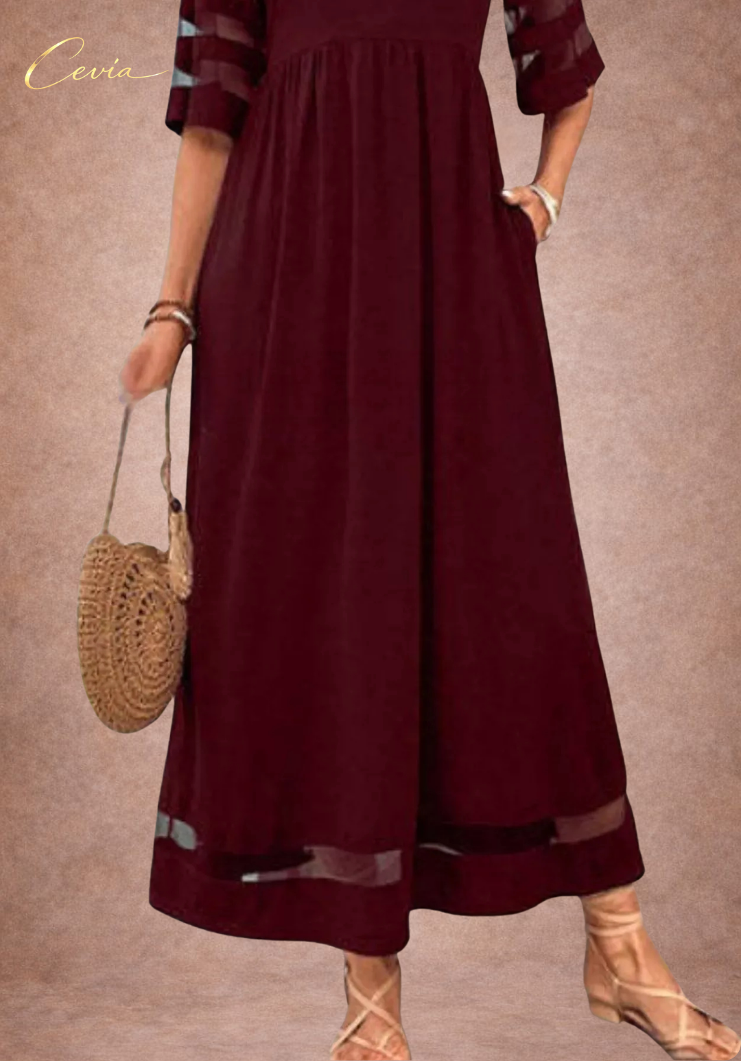 The Marivelle Shadow-Sheer Maxi Dress