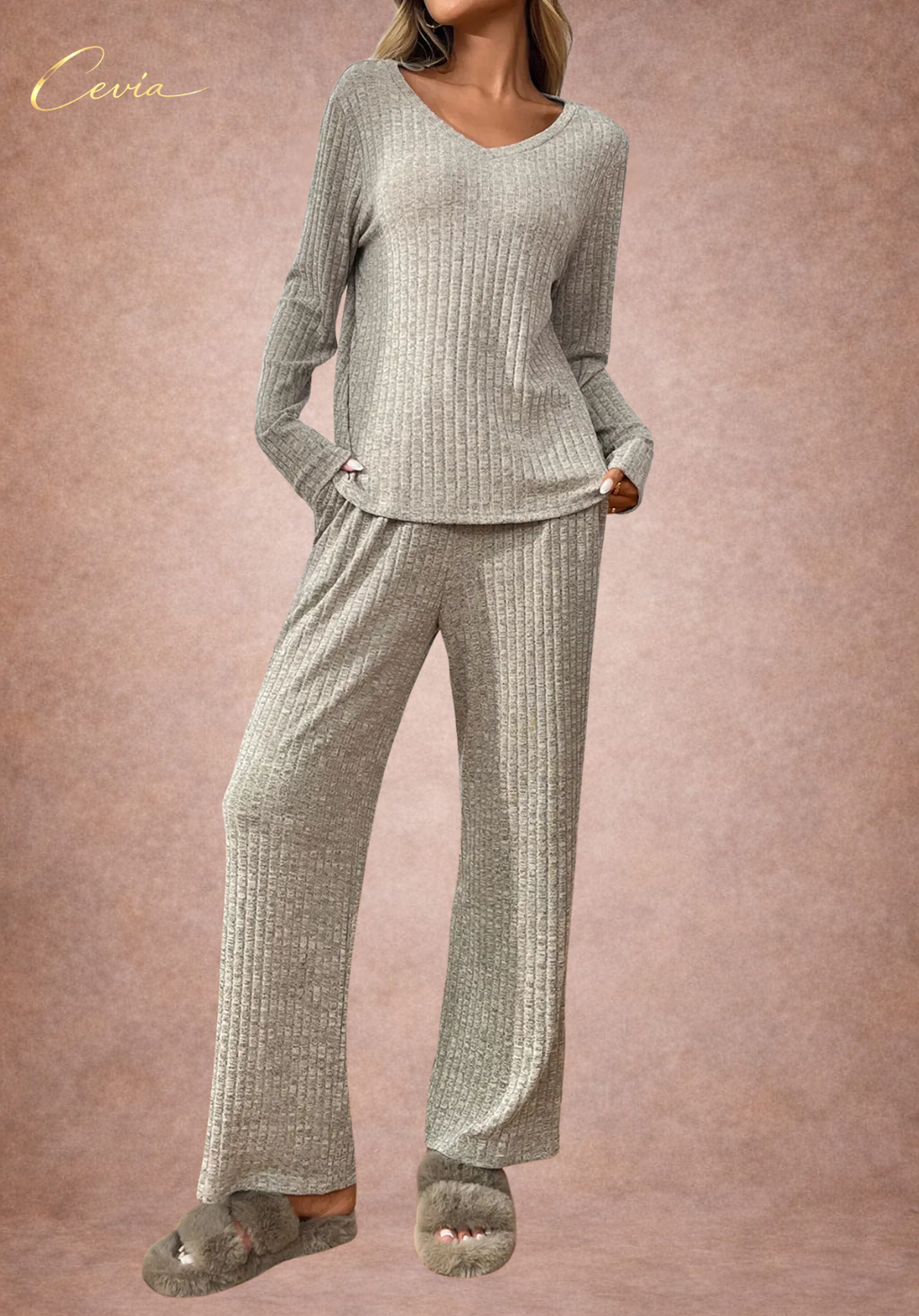 Azure-Ribbed Lounge Set