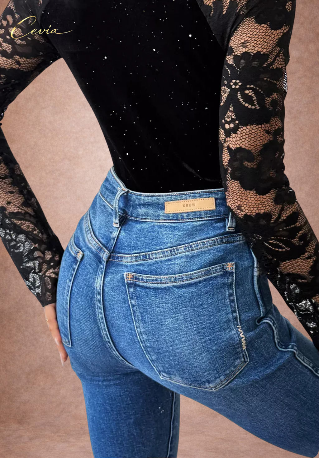 The Cerenelle Noir Lace-Illusion Bodysuit