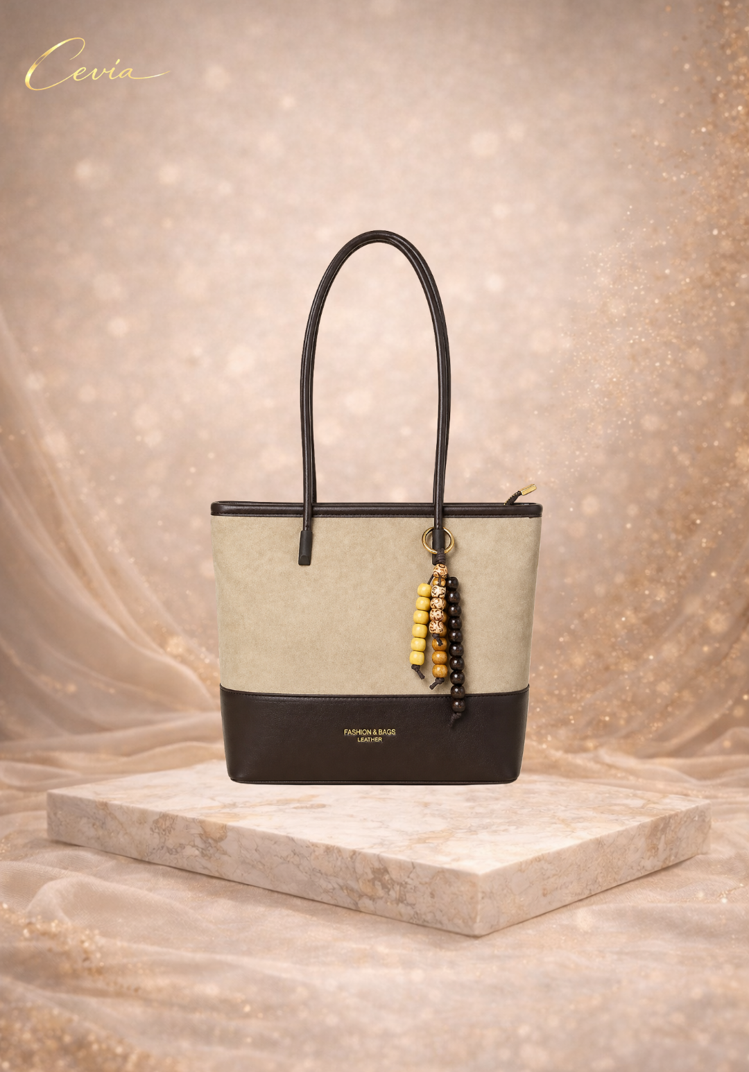 The Marivelle Bordeaux-Suede Dual-Tone Shoulder Tote
