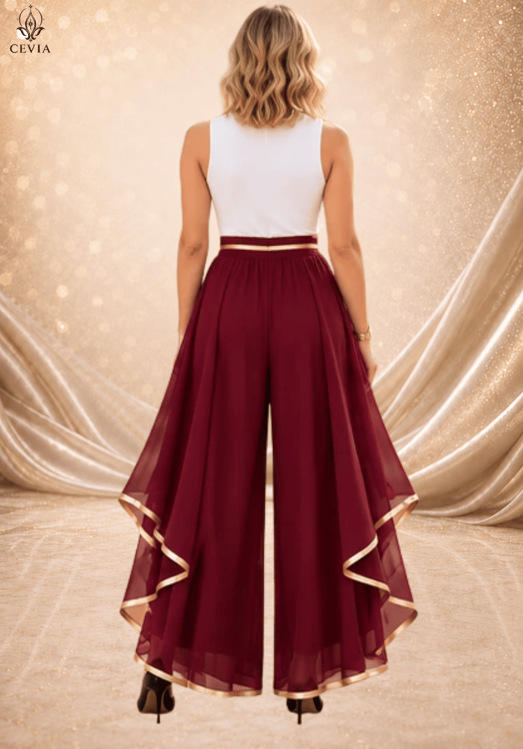 The Gilded Cascade Wide-Leg Pants