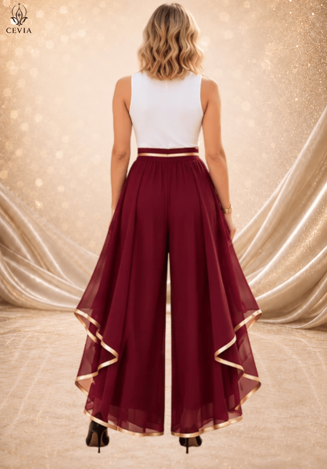 The Gilded Cascade Wide-Leg Pants