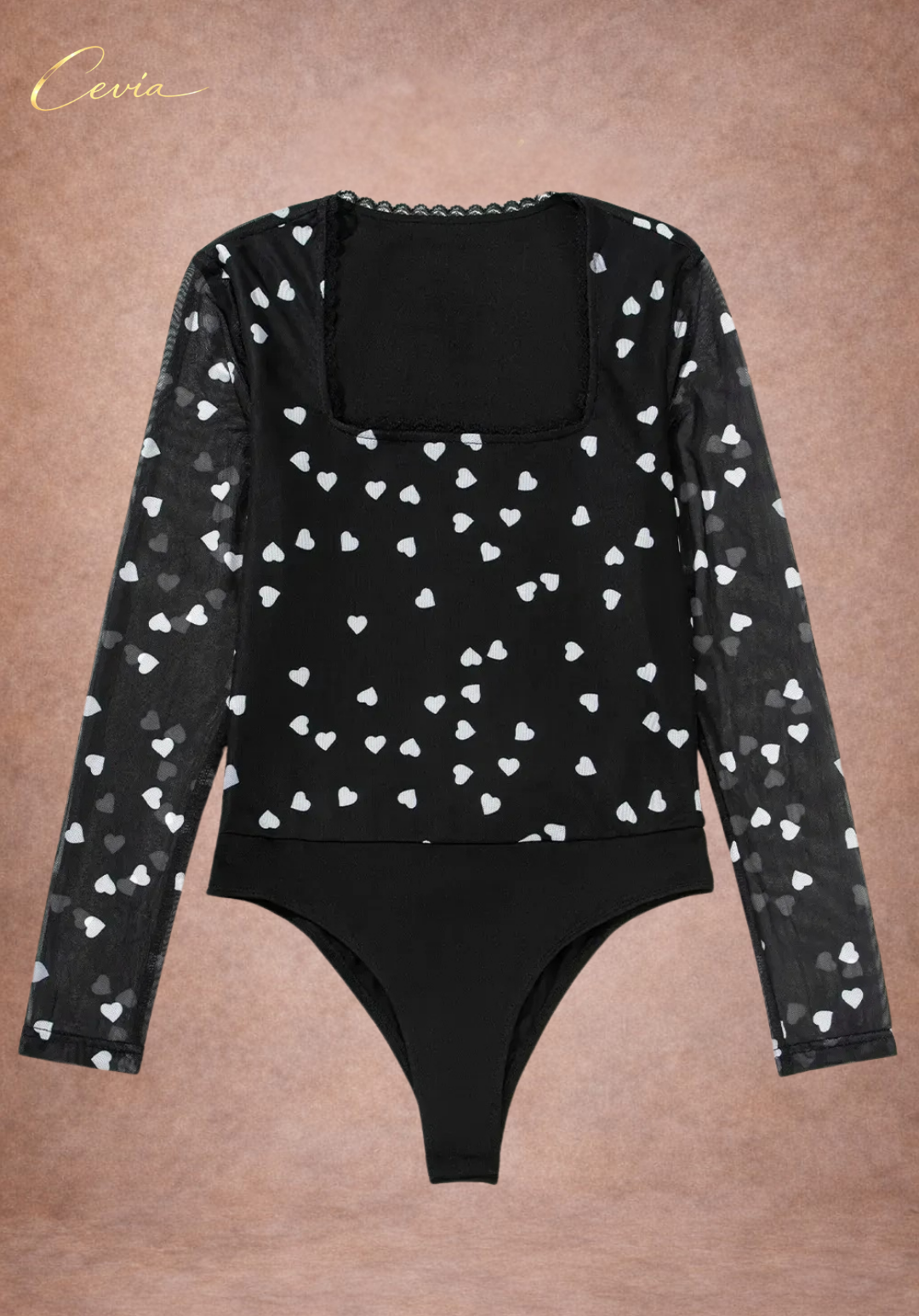The Amorelle Heart-Mesh Lace Bodysuit