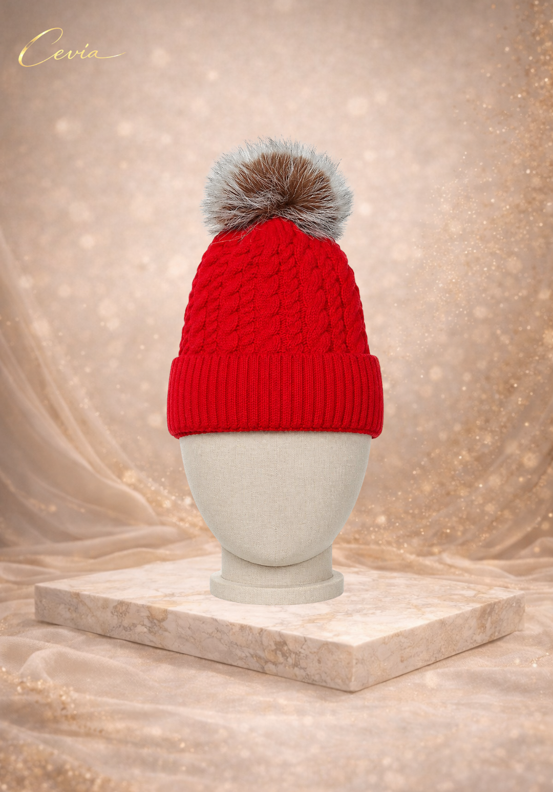 The Fioralle Cable-Pom Knit Beanie