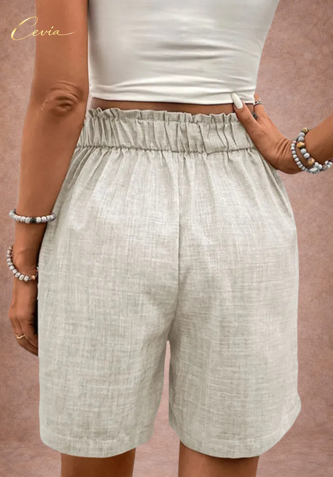 CEVIA High-Waist Button Shorts