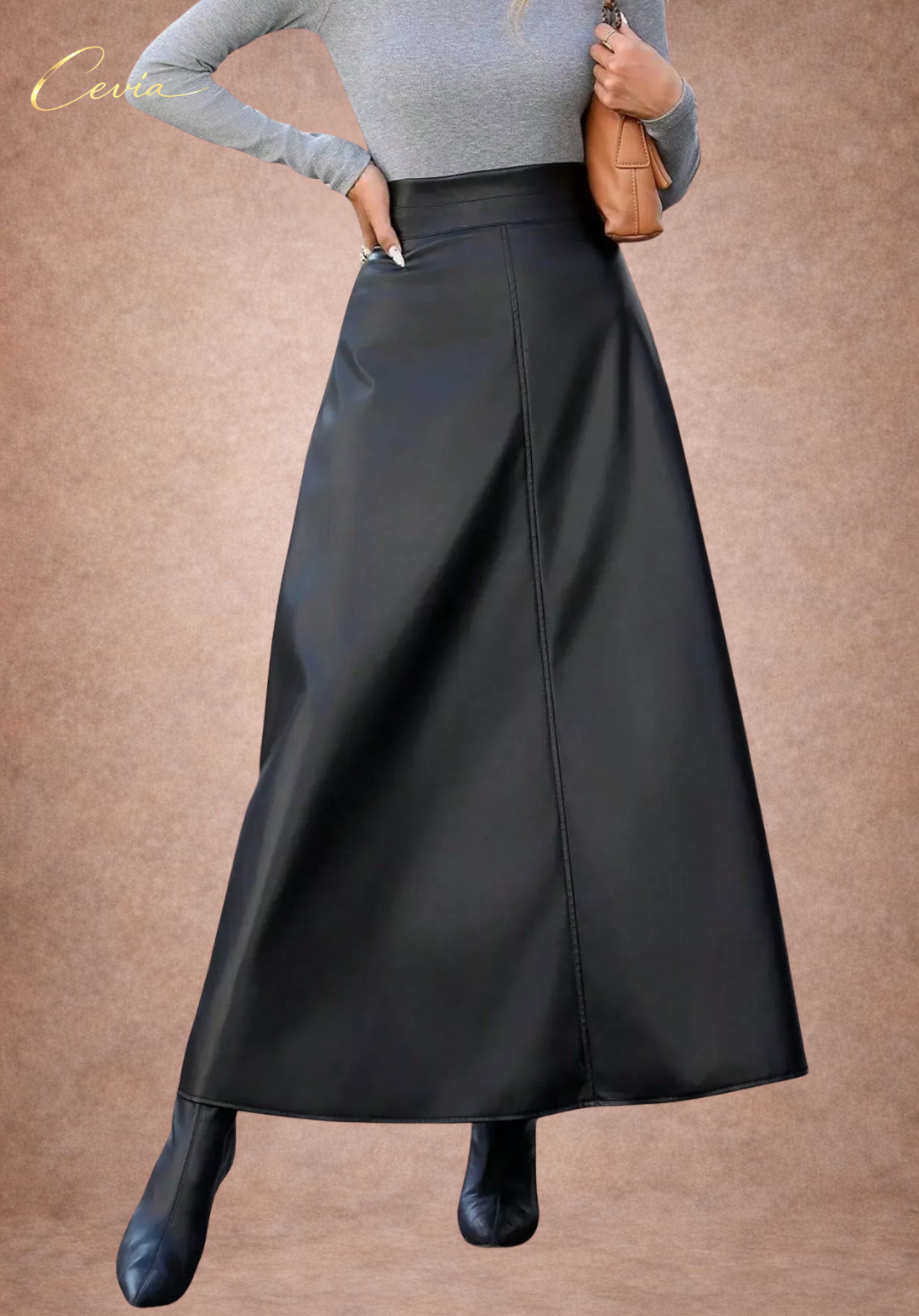 THE SOLENNE LEATHER-EFFECT MAXI SKIRT