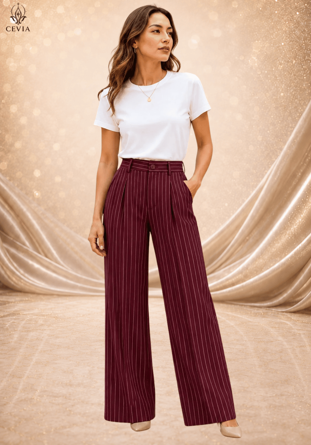 The Pinstripe Authority Wide-Leg Pants