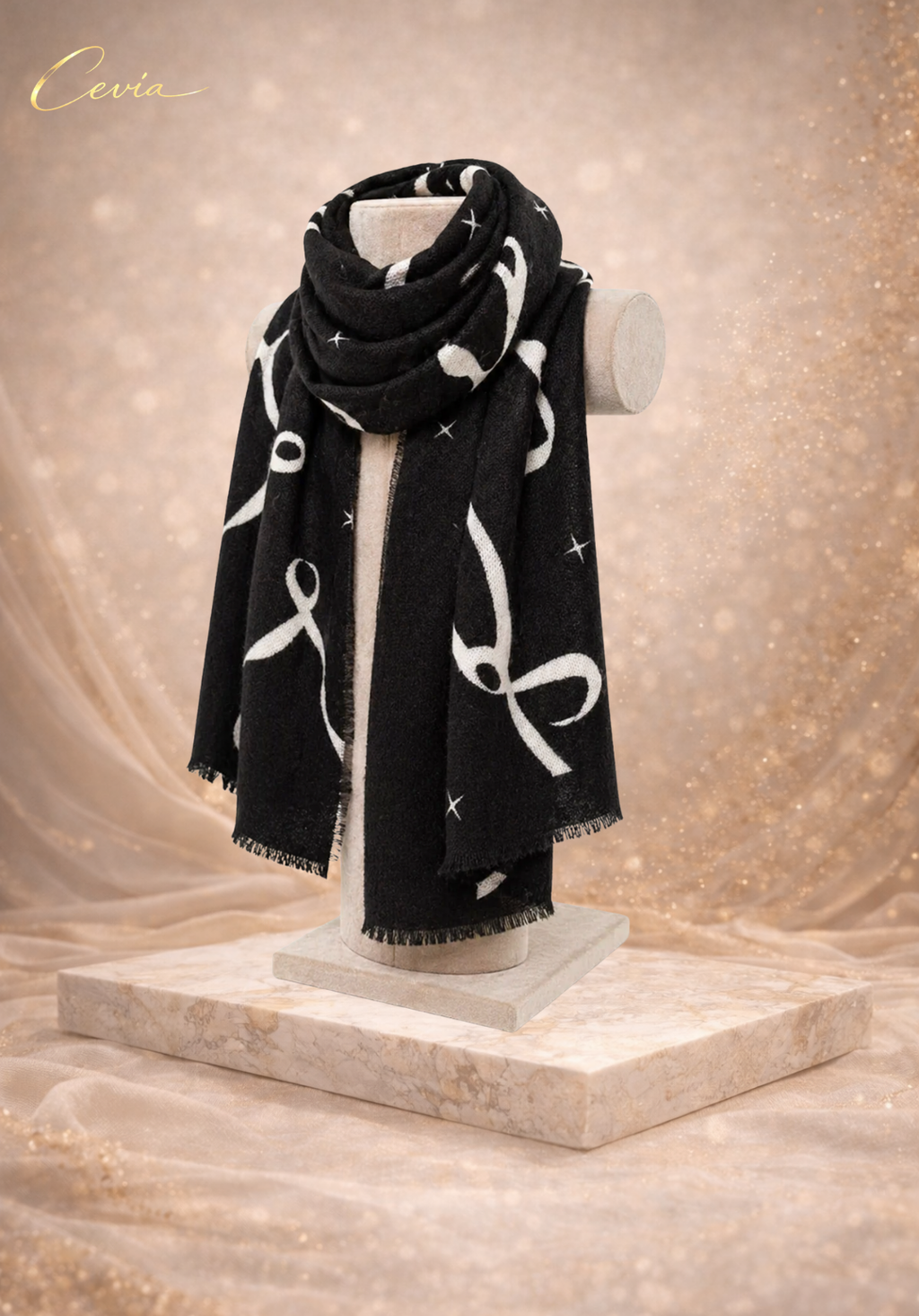 The Noire Ribbon-Whisper Winter Scarf