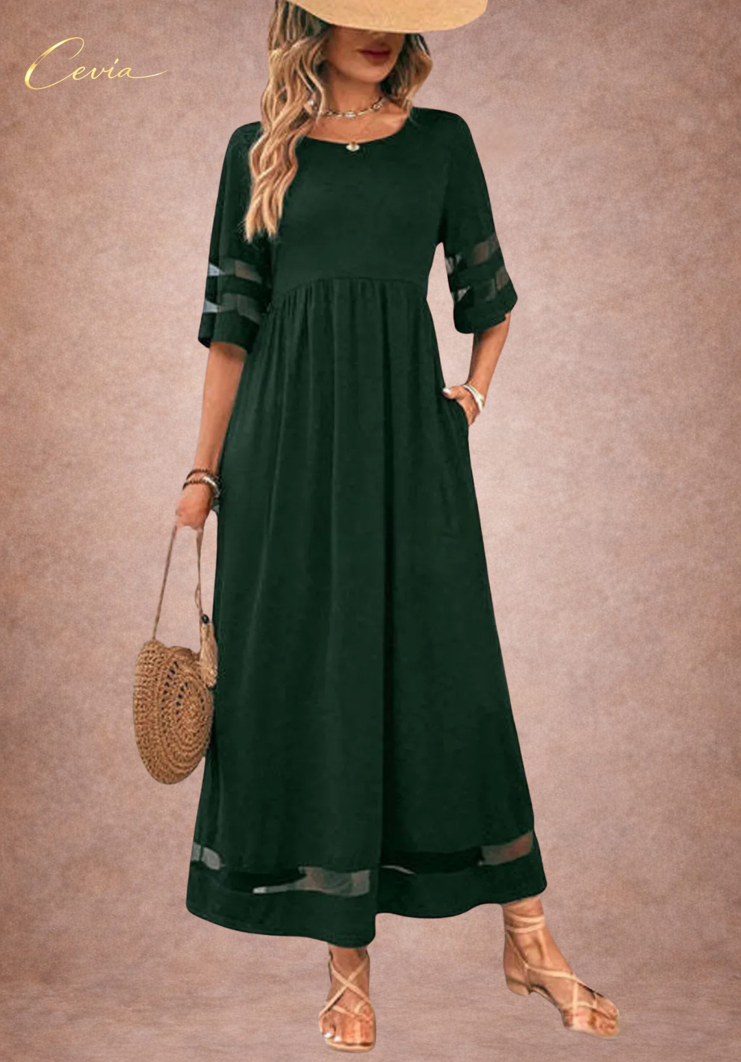 The Marivelle Shadow-Sheer Maxi Dress
