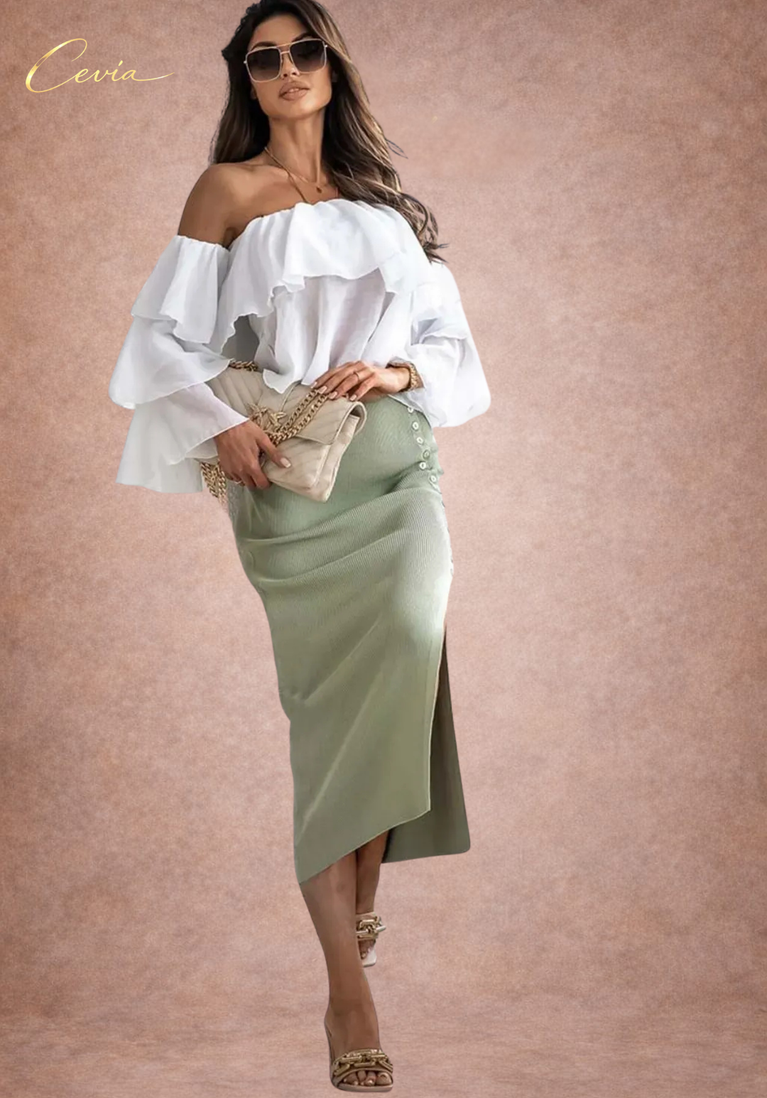 The Ravina Elegant Buttonline Skirt