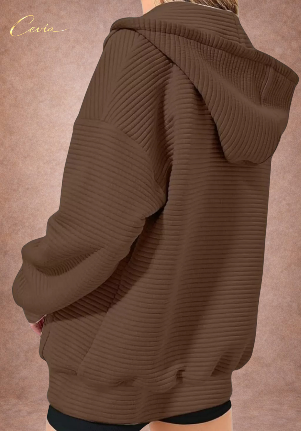 The Nyelle Ribbed Plush Zip Hoodie