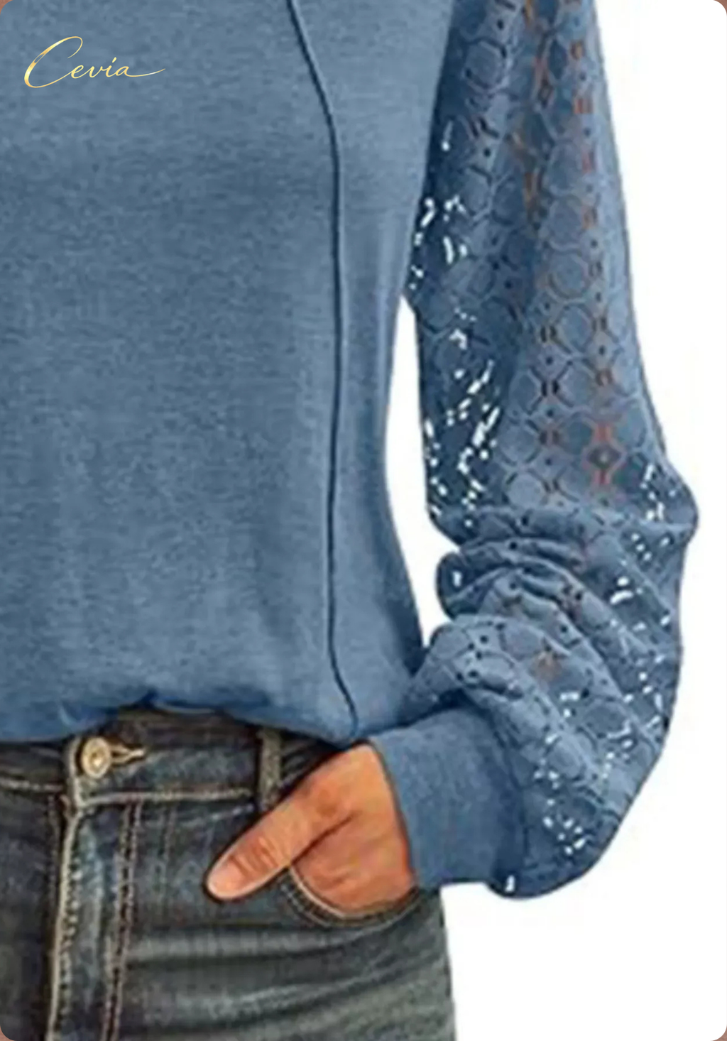 The Lysandra Lace-Sleeve Seamline Top