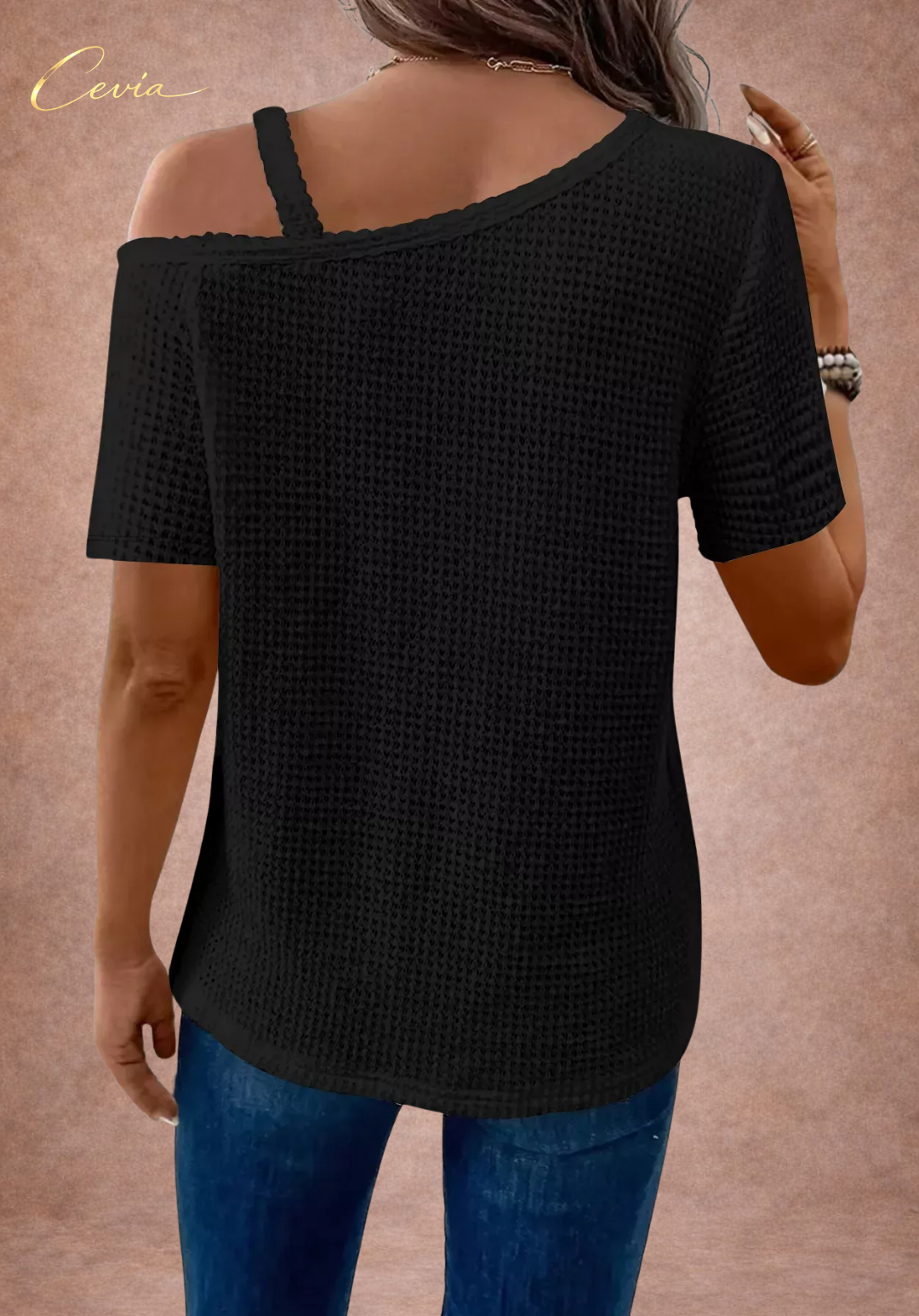 The Riviera One-Shoulder Waffle Knit Top