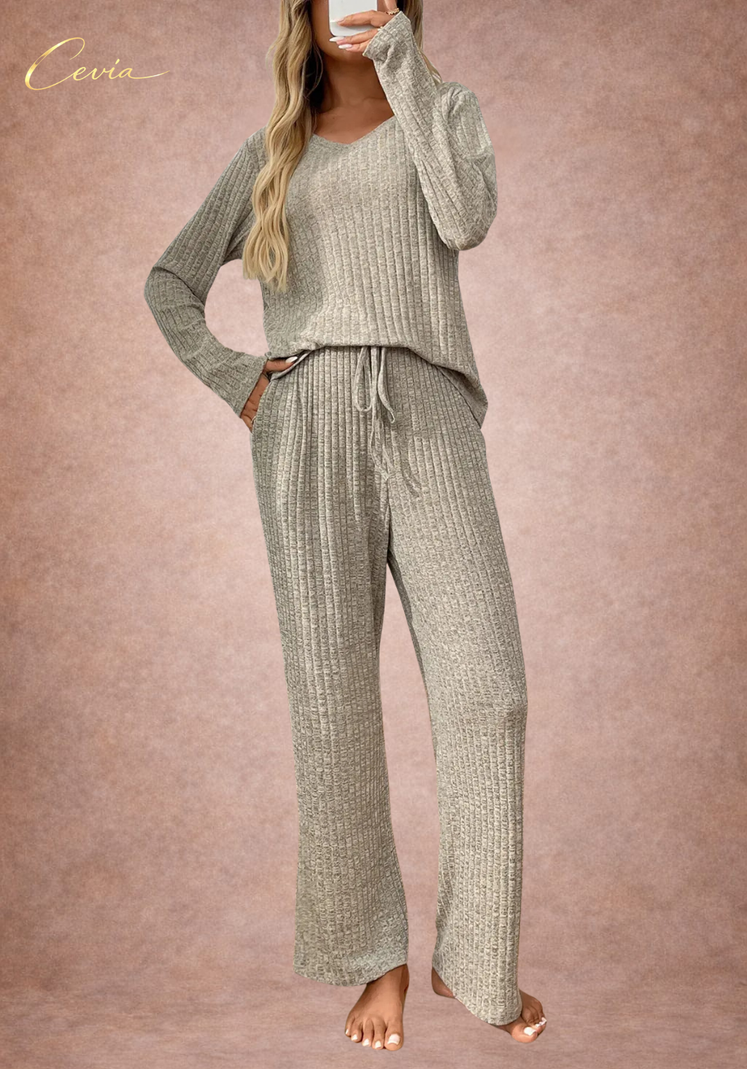 Azure-Ribbed Lounge Set