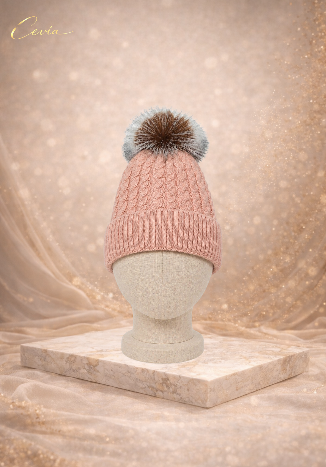 The Fioralle Cable-Pom Knit Beanie