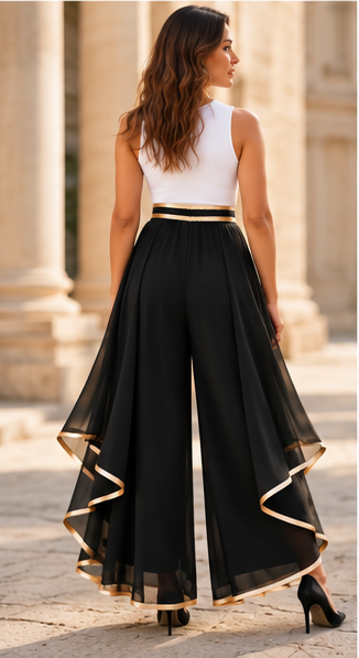 The Gilded Cascade Wide-Leg Pants