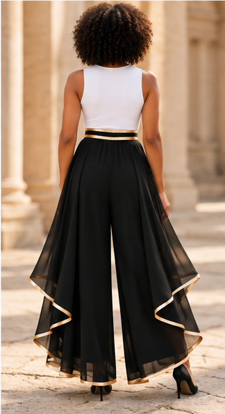 The Gilded Cascade Wide-Leg Pants