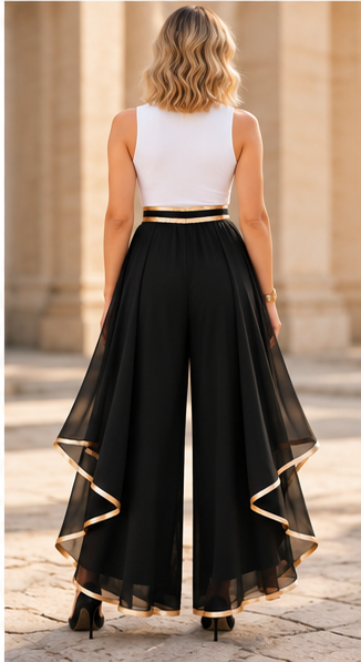 The Gilded Cascade Wide-Leg Pants