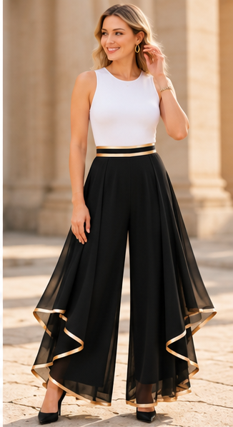 The Gilded Cascade Wide-Leg Pants