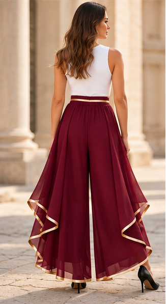 The Gilded Cascade Wide-Leg Pants