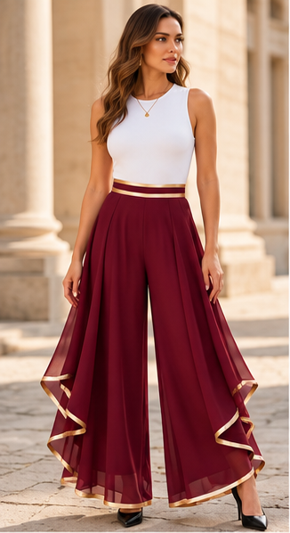 The Gilded Cascade Wide-Leg Pants