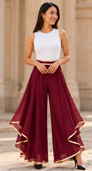 The Gilded Cascade Wide-Leg Pants