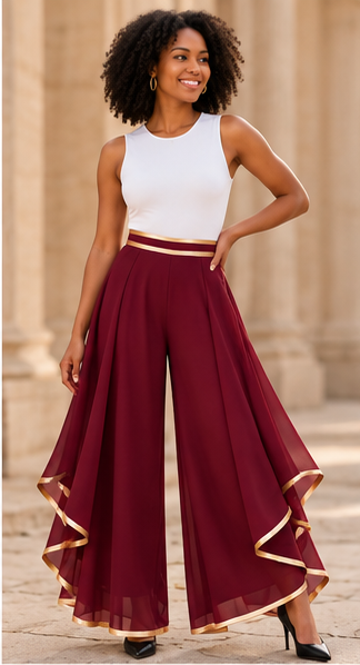 The Gilded Cascade Wide-Leg Pants