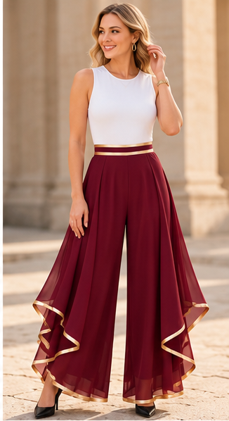 The Gilded Cascade Wide-Leg Pants
