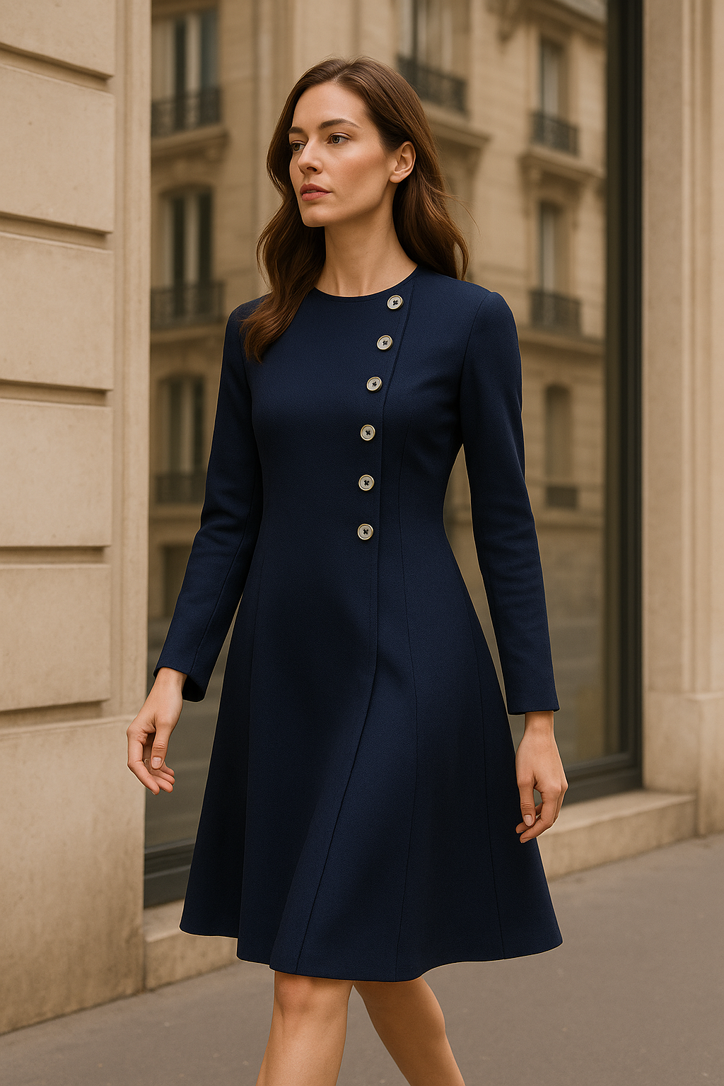 The Marienne Asymmetric Button Dress