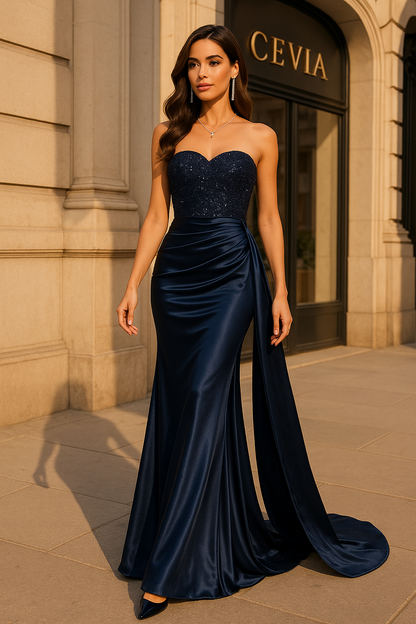 The Lurette Sequined Satin Gown