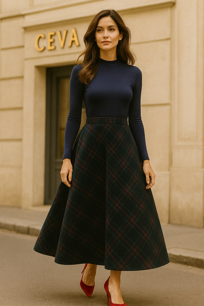 Holiday Elegance Tartan Swing Skirt