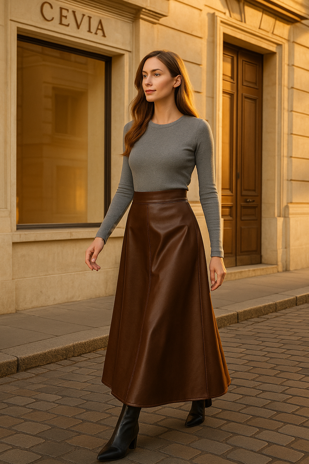 THE SOLENNE LEATHER-EFFECT MAXI SKIRT