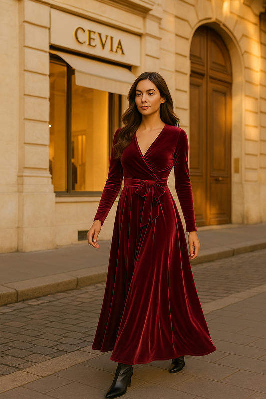 ✨ Velvet Wrap Surplice Maxi Dress ✨