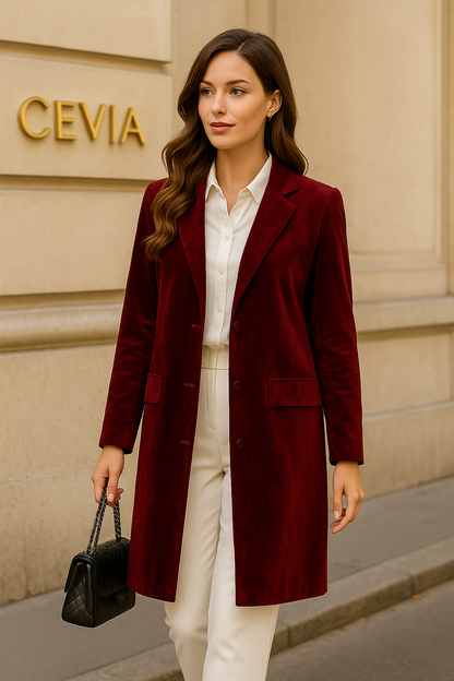 The Velvet Luxe Longline Blazer Coat