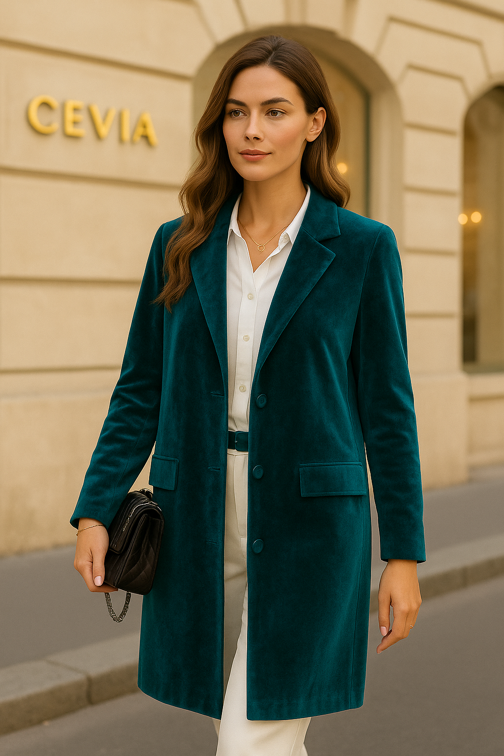 The Velvet Luxe Longline Blazer Coat