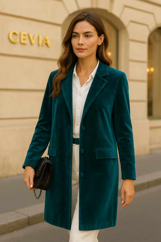 The Velvet Luxe Longline Blazer Coat