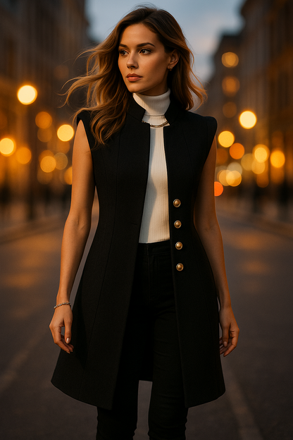 Sculpted Elegance Sleeveless Coat