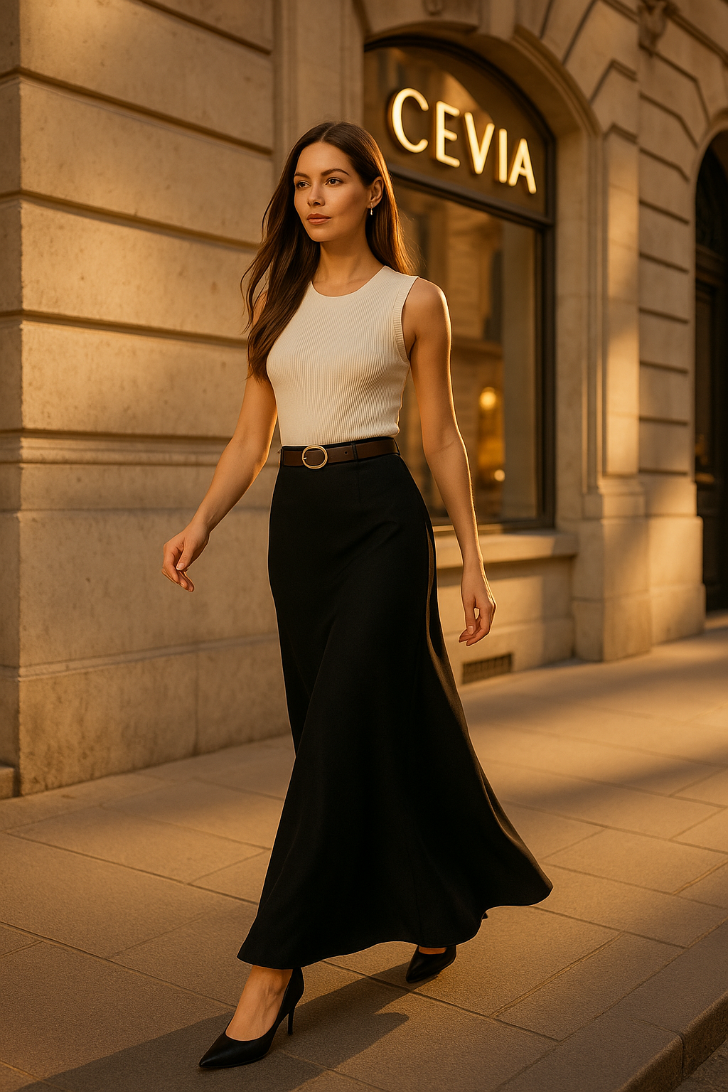 The Valiene Fluid Silhouette Maxi Skirt