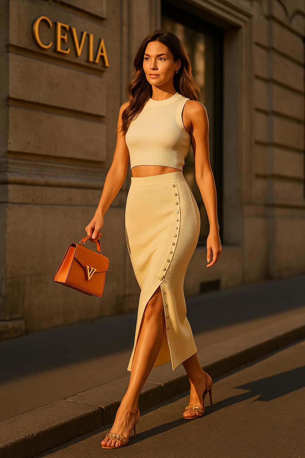 The Ravina Elegant Buttonline Skirt