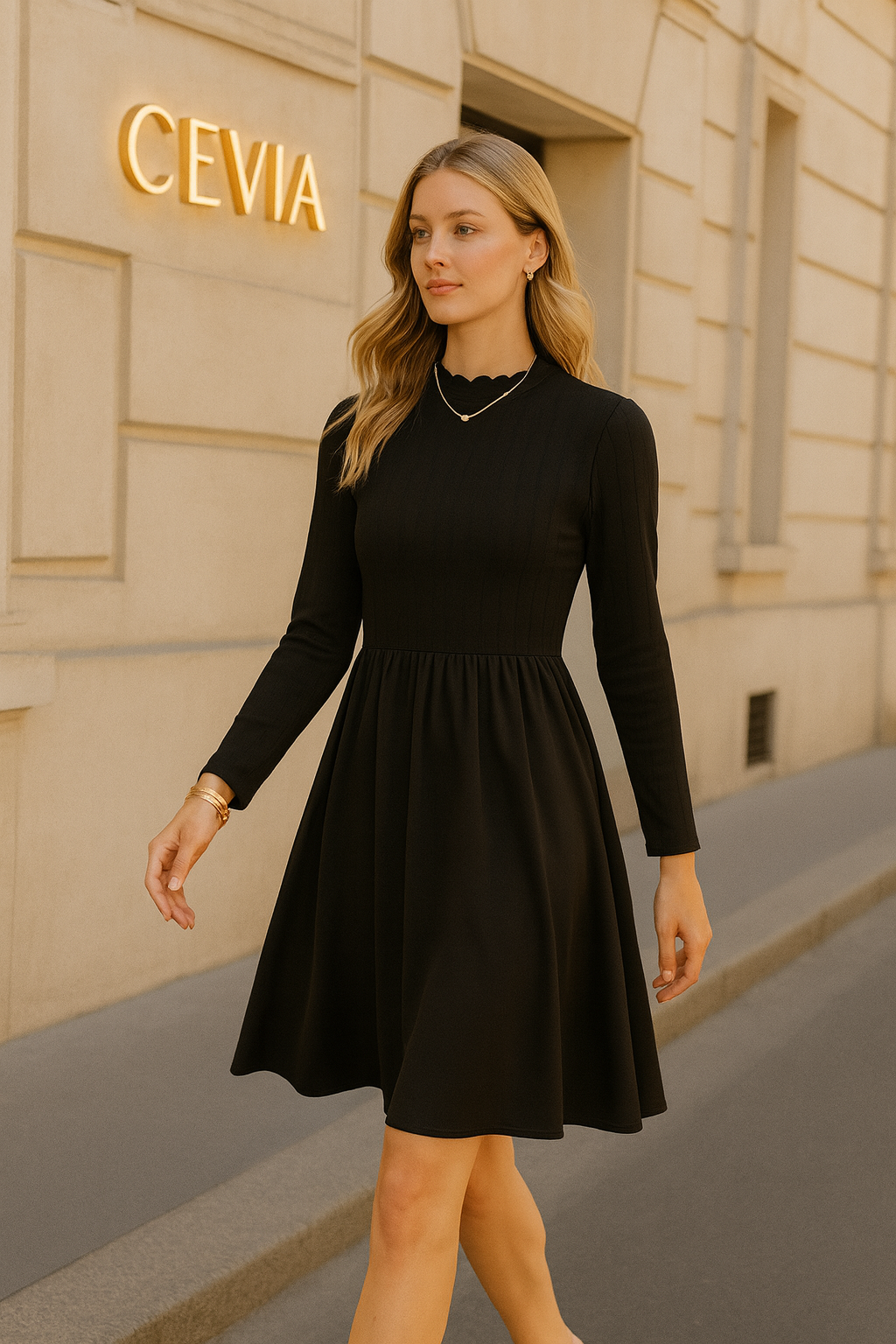 The Arlina Soft-Flow Knit & Satin Mini Dress