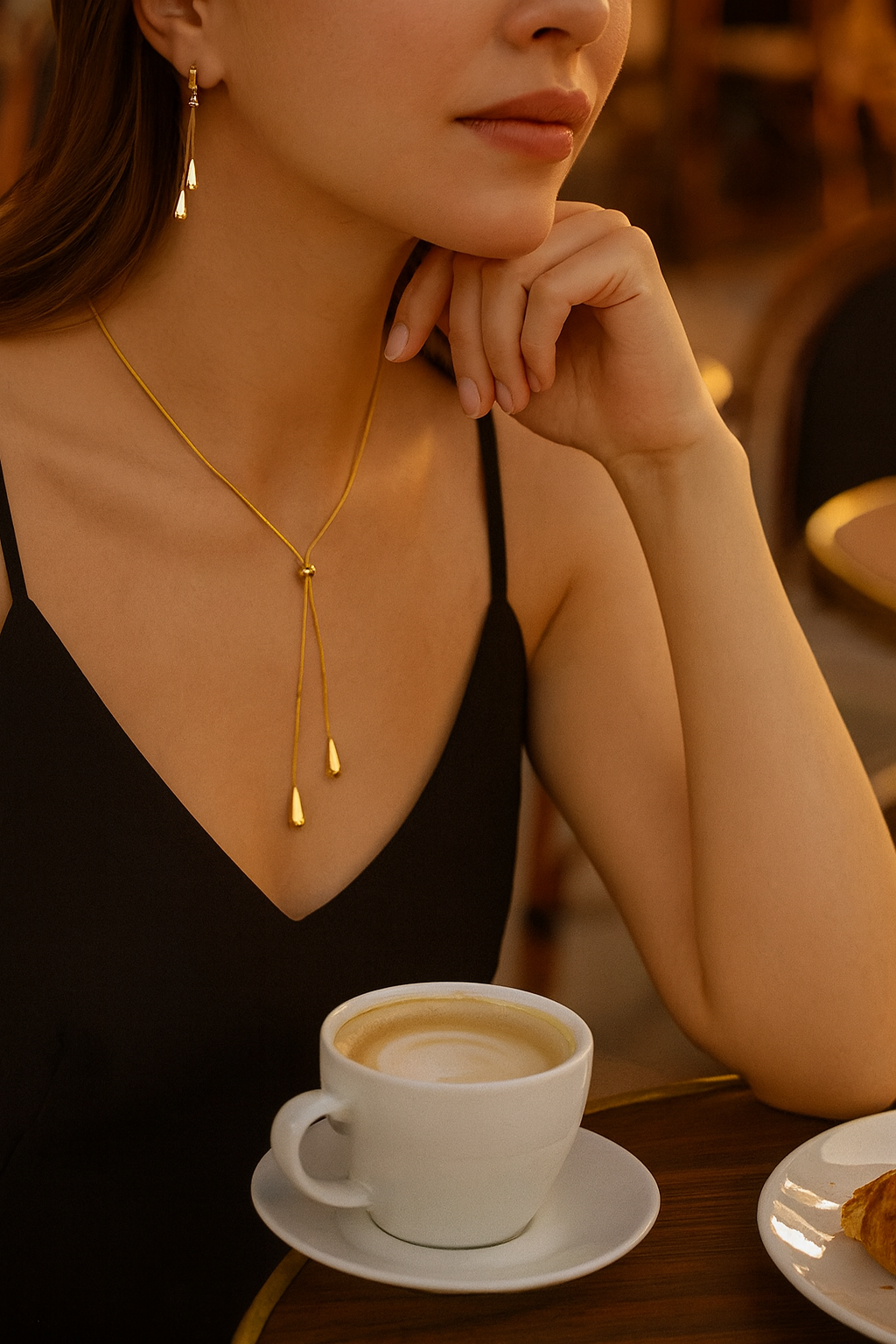 The Aurelia Fluid-Teardrop Lariat Jewelry Set (3-Piece)