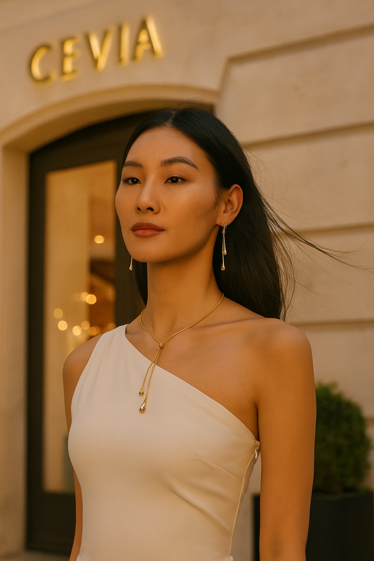 The Aurelia Fluid-Teardrop Lariat Jewelry Set (3-Piece)