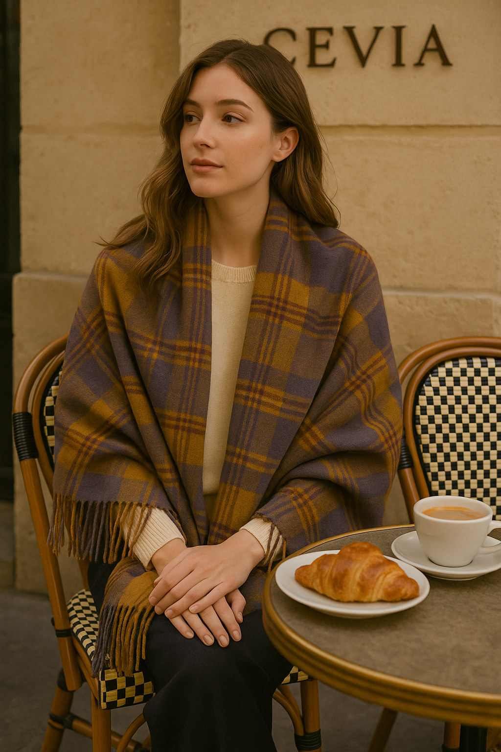 The Madelle Plaid Fringe Scarf