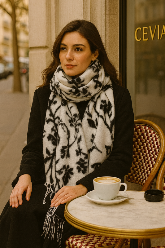 The Marcelline Noir-Florale Winter Scarf